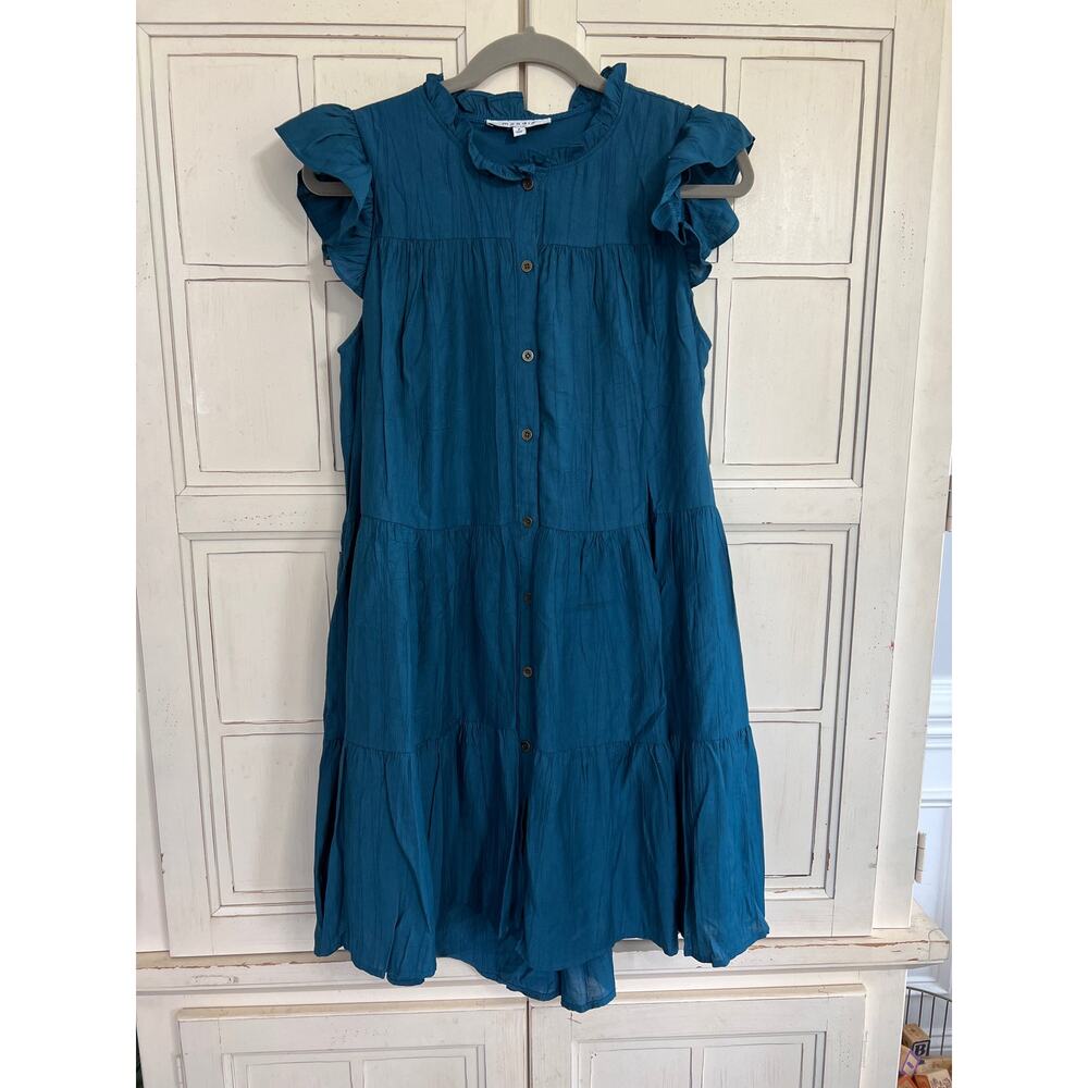 Moodie size small teal dress rayon with pockets
